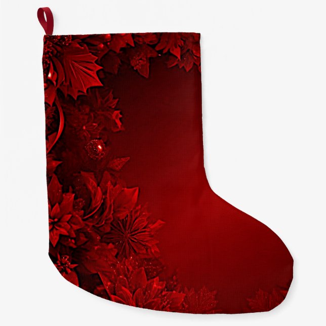 Red Leaves Floral Holiday Stocking (Front)
