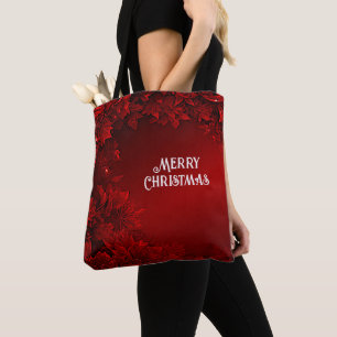 Red Leaves Floral Holiday Tote Bag