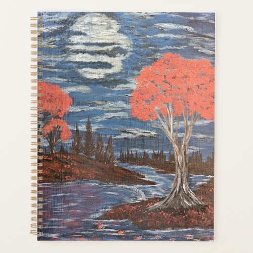 Red leaves in the moonlight planner