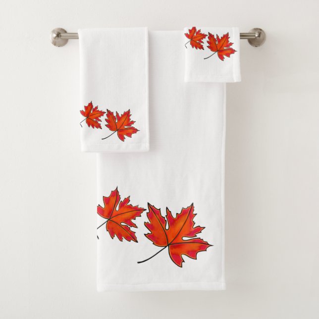 Red leaves, Maple leaves, Autumn colors Bath Towel Set (Insitu)