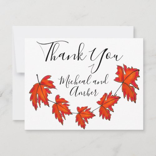 Red leaves Maple leaves Autumn colors Thank You Card