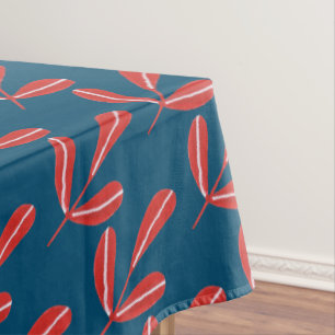 Red Leaves on Blue Tablecloth