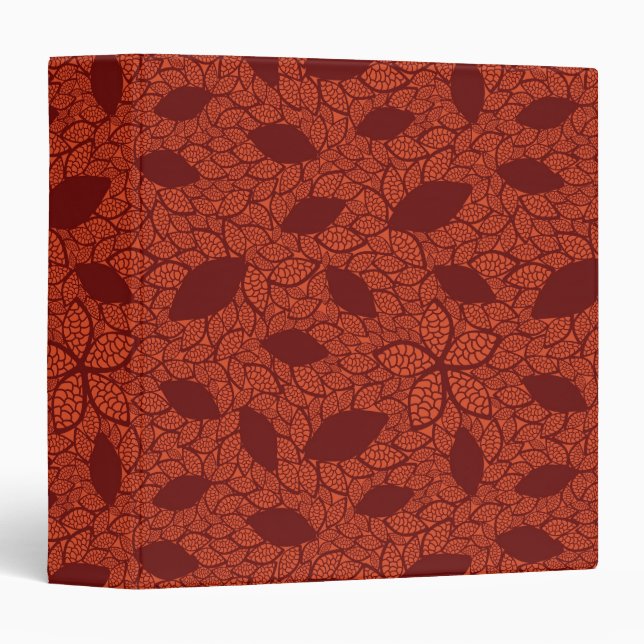 Red leaves pattern on orange 3 ring binder (Front/Spine)