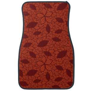 Red leaves pattern on orange car mat