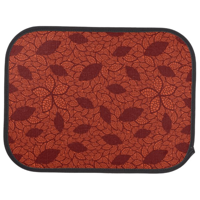 Red leaves pattern on orange car mat (Rear)
