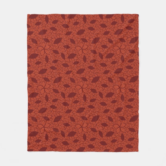 Red leaves pattern on orange fleece blanket (Front)