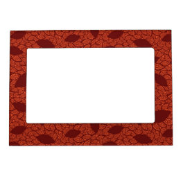 Red leaves pattern on orange magnetic frame