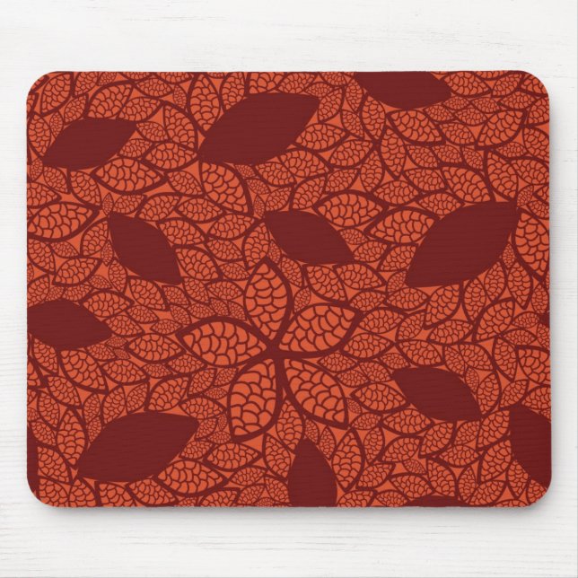 Red leaves pattern on orange mouse pad (Front)