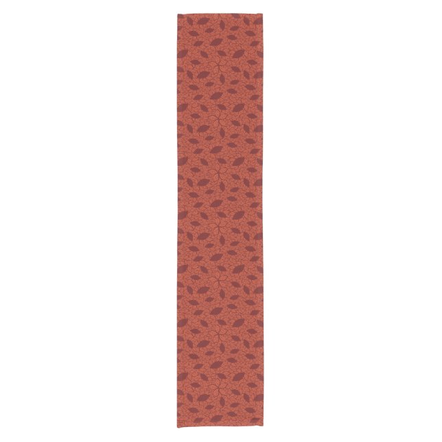 Red leaves pattern on orange short table runner (Front)