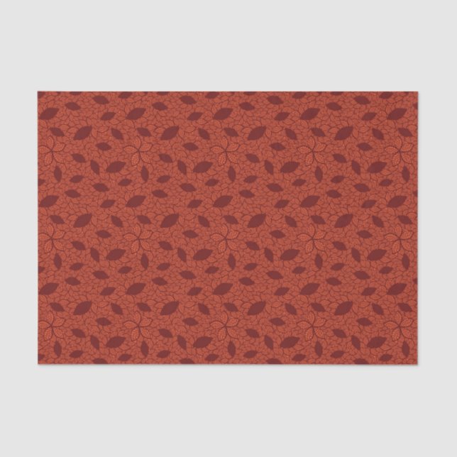 Red leaves pattern on orange tissue paper (Front)
