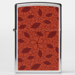 Red leaves pattern on orange zippo lighter