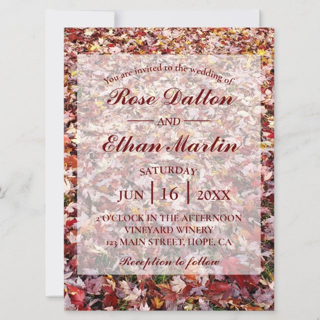 Red Leaves Rustic Autumn Wedding Invitations (Front)