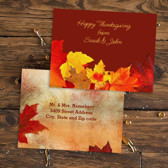 Red Leaves Thanksgiving Mailing Address Postcard (Creator Uploaded)