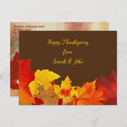 Red Leaves Thanksgiving Mailing Address Postcard