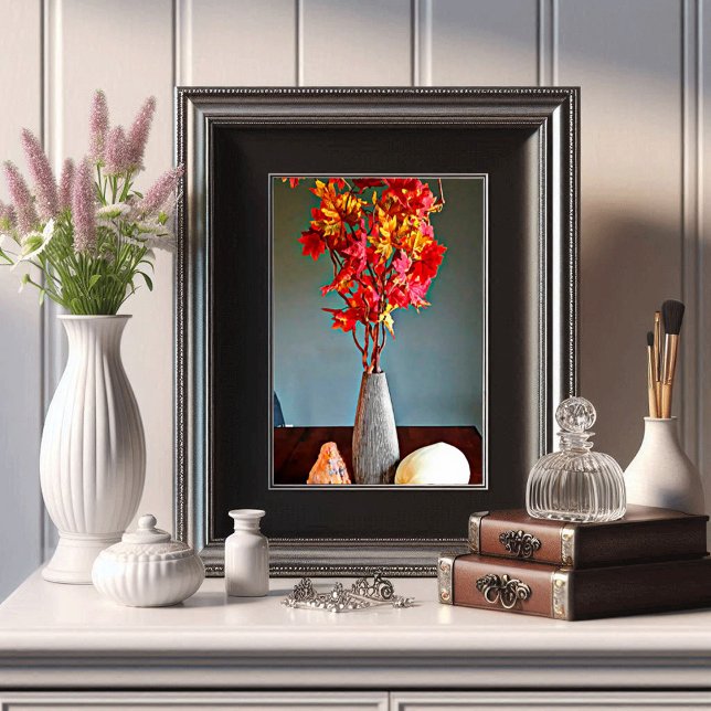 red leaves tree branch Gourds still life abstract Poster (Creator Uploaded)