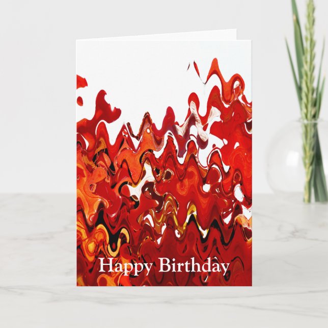 RED LEAVES VIBRANT ABSTRACT CARD (Front)