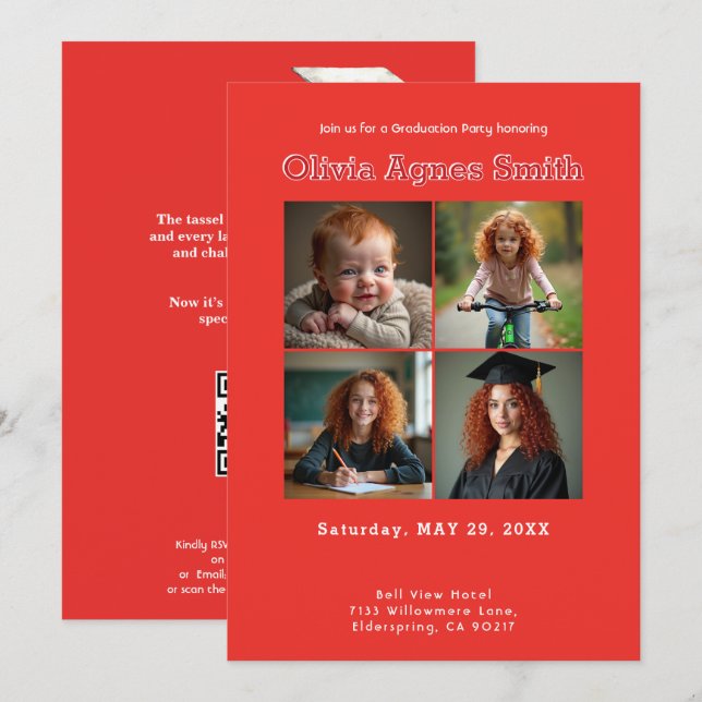 Red Legacy Collage QR Code Invitation (Front/Back)
