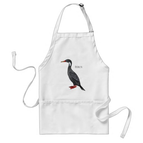 Red_legged cormorant bird cartoon illustration adult apron