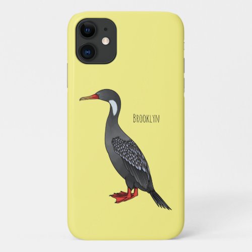 Red_legged cormorant bird cartoon illustration  iPhone 11 case