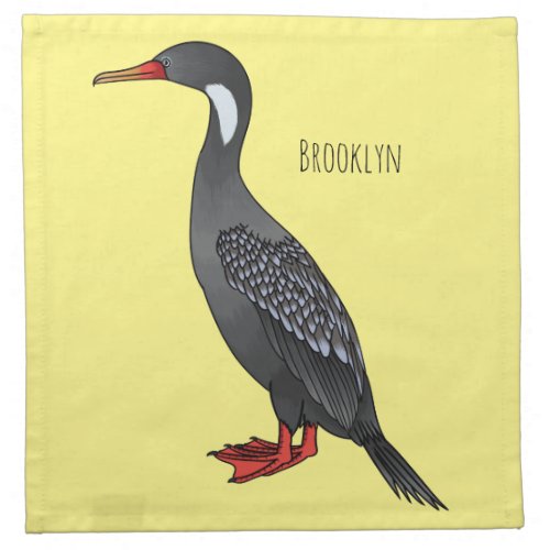 Red_legged cormorant bird cartoon illustration  cloth napkin