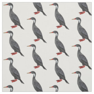 Red-legged cormorant bird cartoon illustration fabric