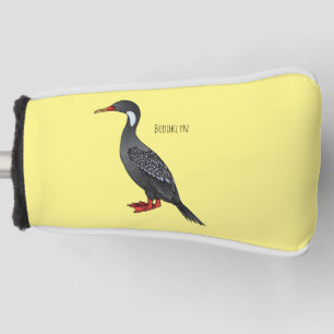 Red-legged cormorant bird cartoon illustration golf head cover