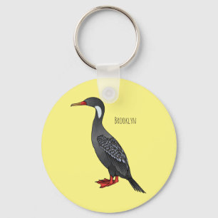 Red-legged cormorant bird cartoon illustration  keychain