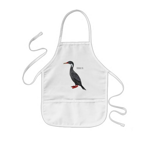 Red_legged cormorant bird cartoon illustration  kids apron