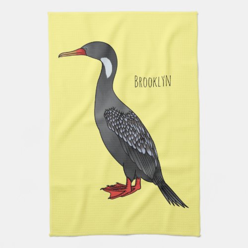 Red_legged cormorant bird cartoon illustration kitchen towel