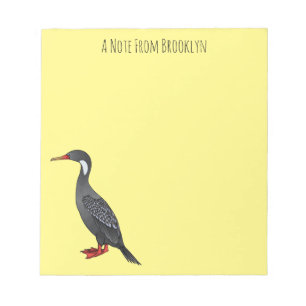 Red-legged cormorant bird cartoon illustration  notepad
