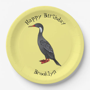 Red-legged cormorant bird cartoon illustration paper plates