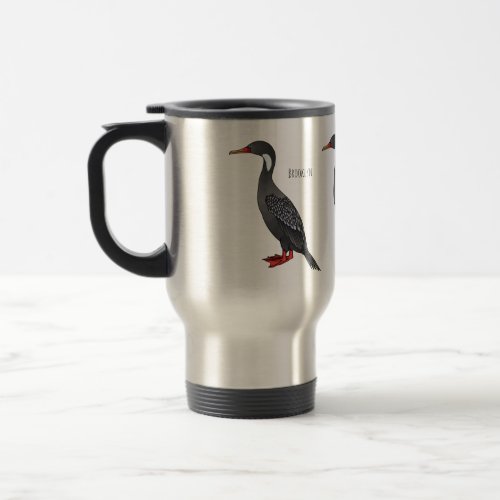 Red_legged cormorant bird cartoon illustration  travel mug