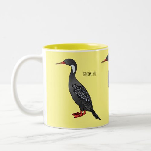 Red_legged cormorant bird cartoon illustration  Two_Tone coffee mug