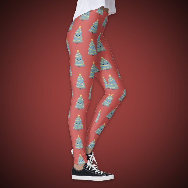 Red Legging with Kawaii Christmas Tree (Red Legging with Kawaii Christmas Tree)