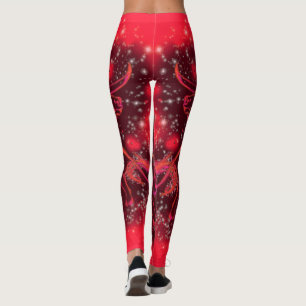 Red Leggings with Bull Running In Starry Night