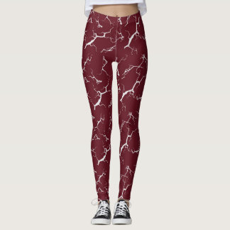 Red leggings with tie-dye pattern