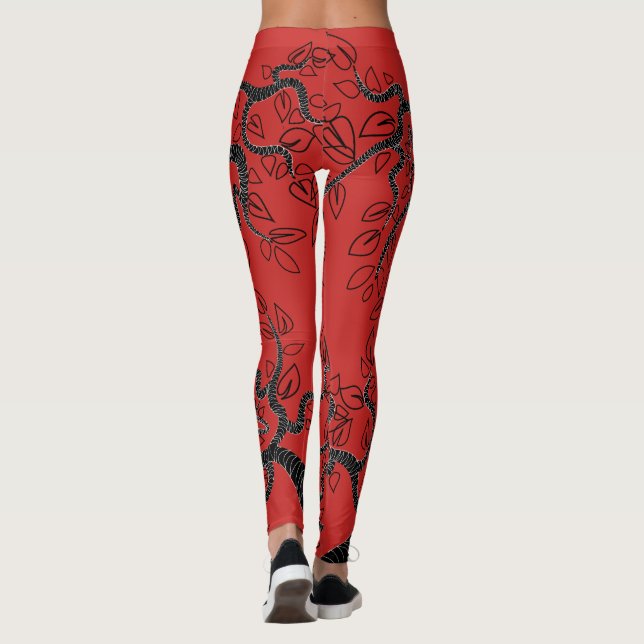 Red Leggings with Trees Design - Choose Color (Back)