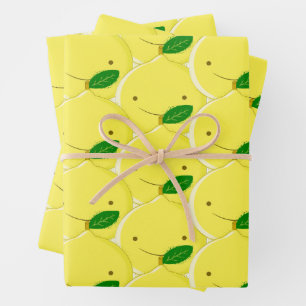 Red Lemon Pattern Wrapping Paper Sheets