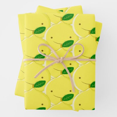 Red Lemon Pattern Wrapping Paper Sheets