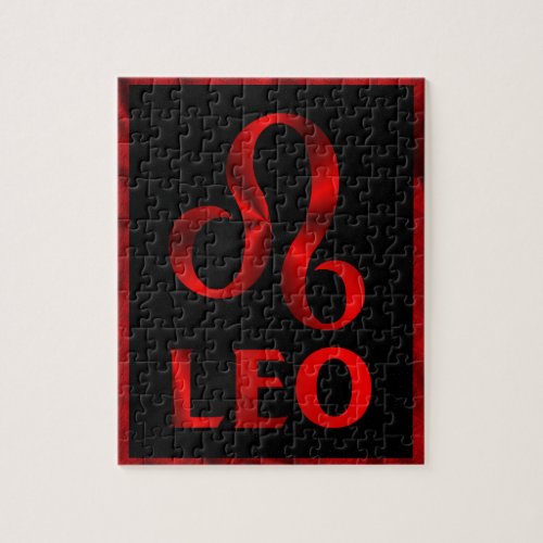 Red Leo Horoscope Symbol Jigsaw Puzzle