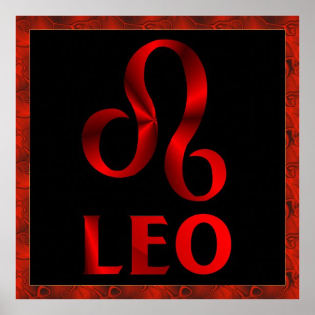 Red Leo Horoscope Symbol Poster (Front)