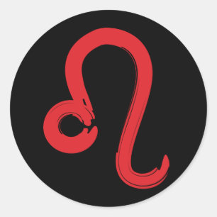 Red LEO Zodiac Sign July August Birthday Astrology Classic Round Sticker