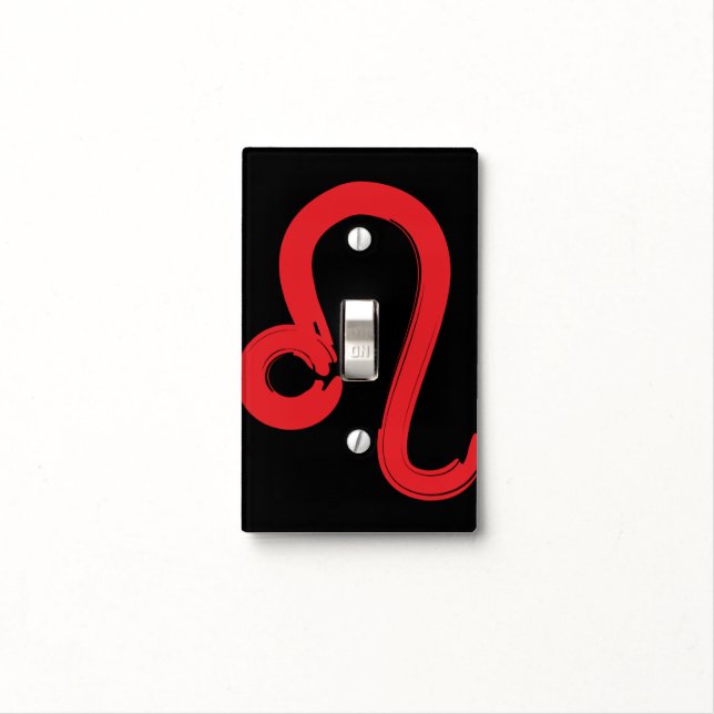 Red LEO Zodiac Sign July August Birthday Astrology Light Switch Cover (In Situ)