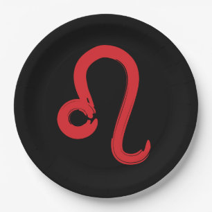 Red LEO Zodiac Sign July August Birthday Astrology Paper Plates