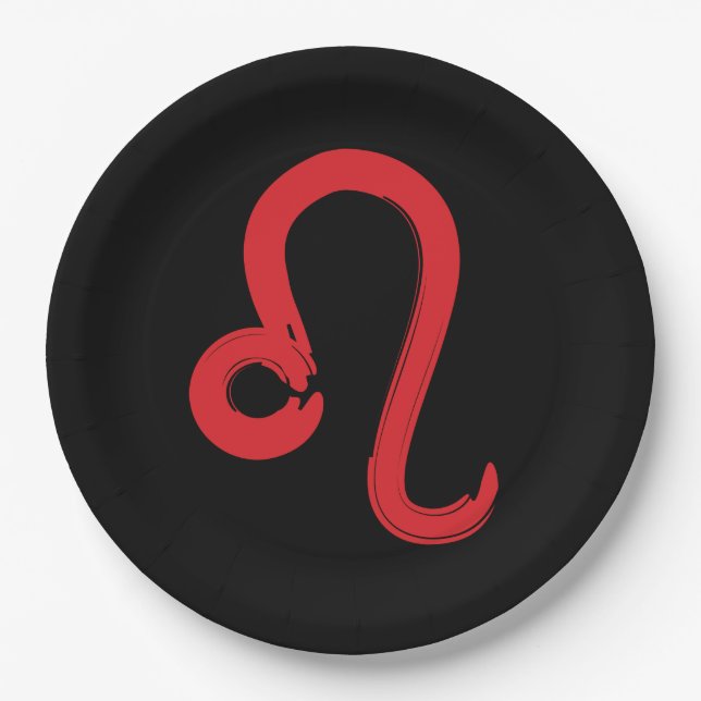 Red LEO Zodiac Sign July August Birthday Astrology Paper Plates (Front)