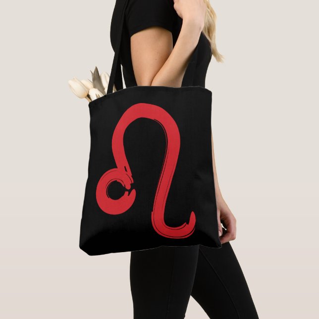 Red LEO Zodiac Sign July August Birthday Astrology Tote Bag (Close Up)