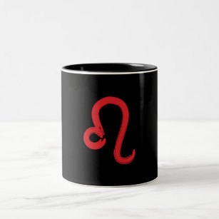 Red LEO Zodiac Sign July August Birthday Astrology Two-Tone Coffee Mug