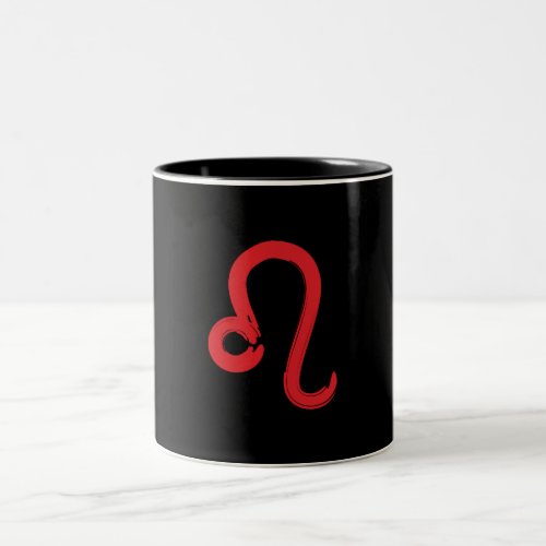 Red LEO Zodiac Sign July August Birthday Astrology Two_Tone Coffee Mug