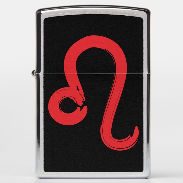 Red LEO Zodiac Sign July August Birthday Astrology Zippo Lighter (Front)