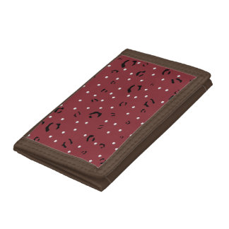 Red leopar tri-fold wallet